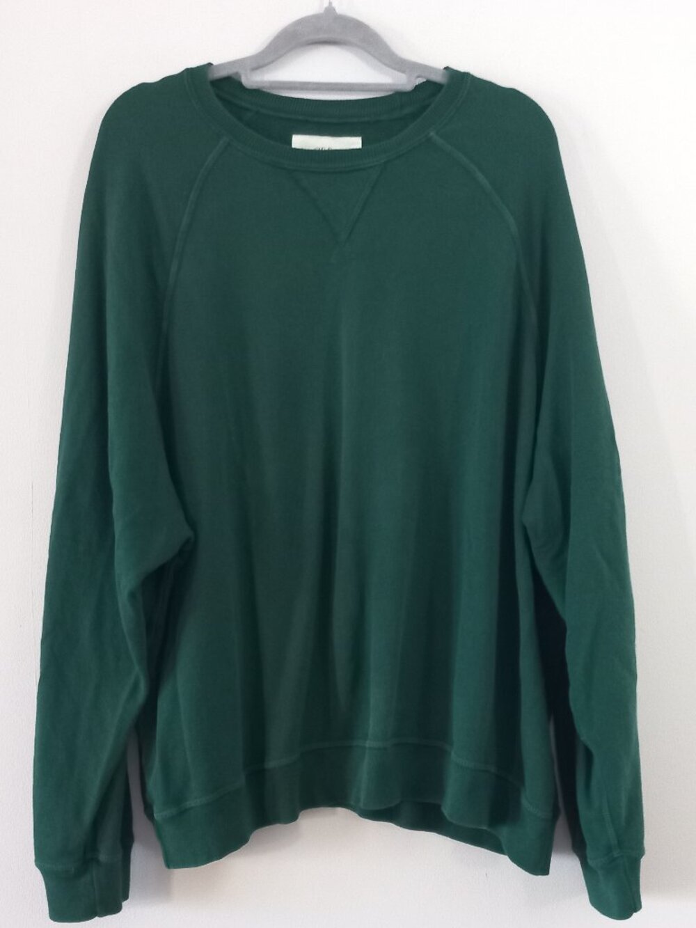 the GREAT. dark green 100% cotton thin crewneck sweatshirt